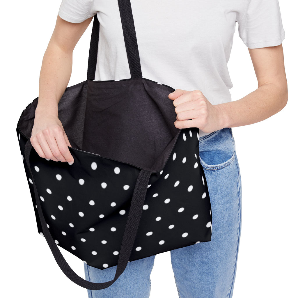 Black Polka Dot Weekender Tote Bag