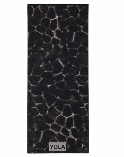 Amber Tortoise Pilates grip towel with tortoise shell pattern, non-slip microfiber suede hot yoga towel by YŌLĀ SCULP'T