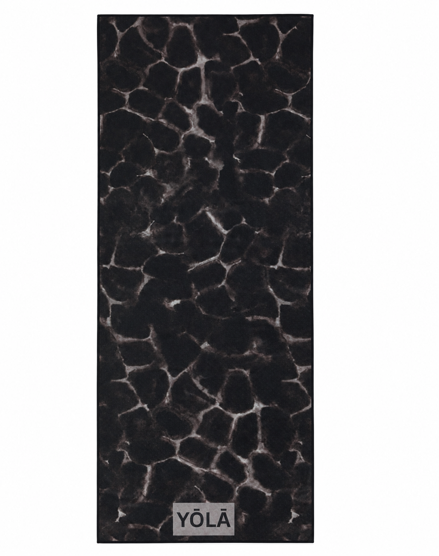 Amber Tortoise Pilates grip towel with tortoise shell pattern, non-slip microfiber suede hot yoga towel by YŌLĀ SCULP'T