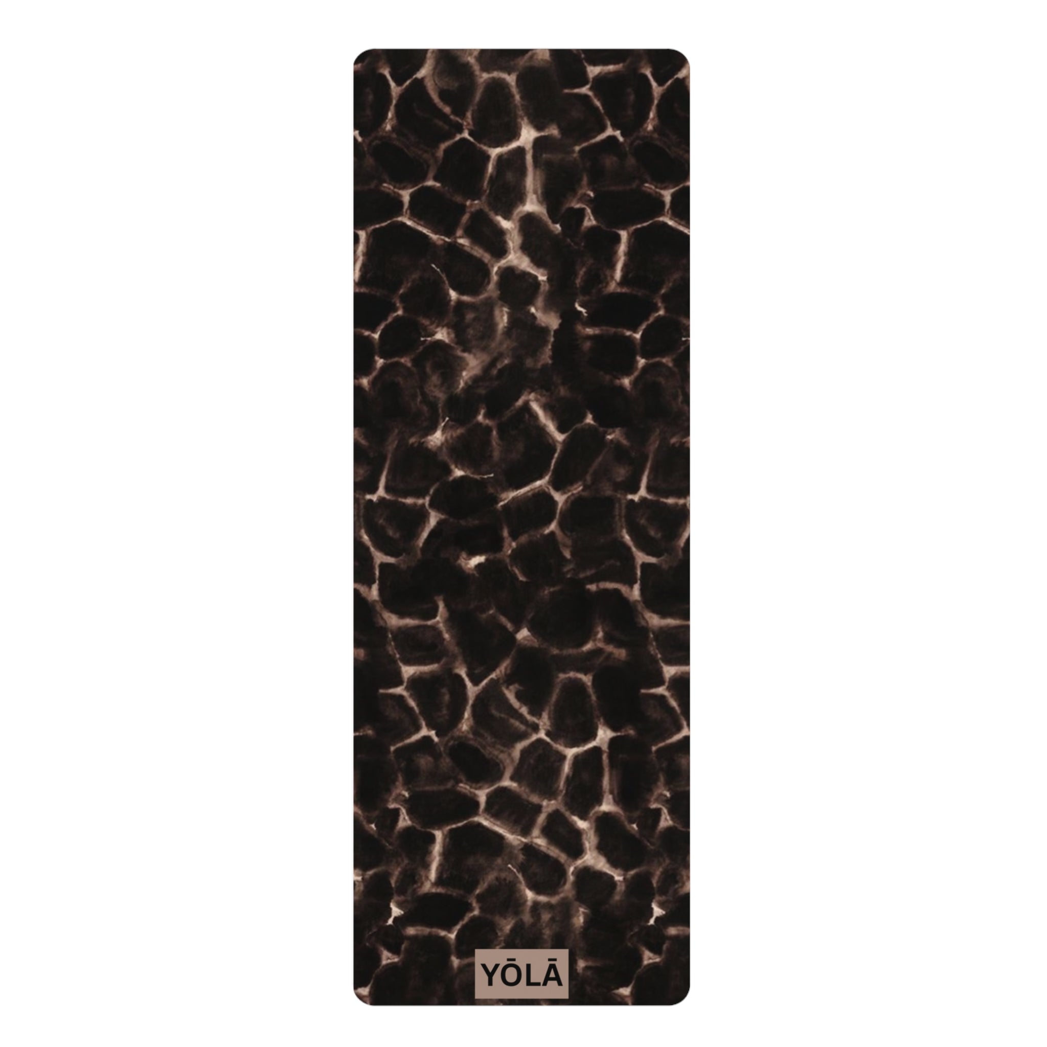Amber tortoise print yoga mat with dark brown pattern and non-slip rubber base by YOLA