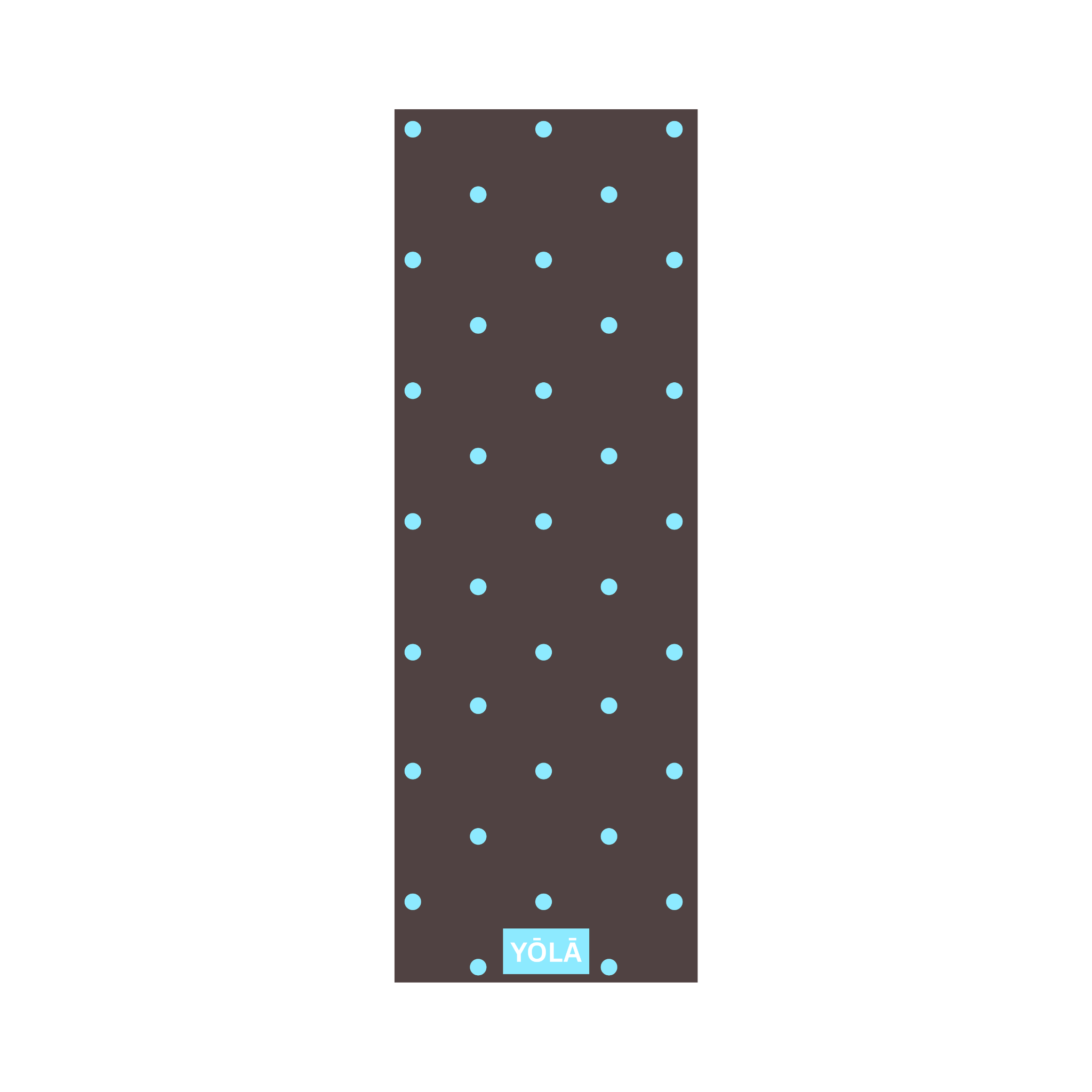 Hot dots yoga mat towel with blue polka dot pattern on dark background, non-slip microfiber by Yola