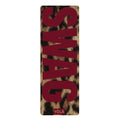 Leopard print yoga mat with bold “SWAG” text, non-slip rubber base, and microfiber suede top by YOLA