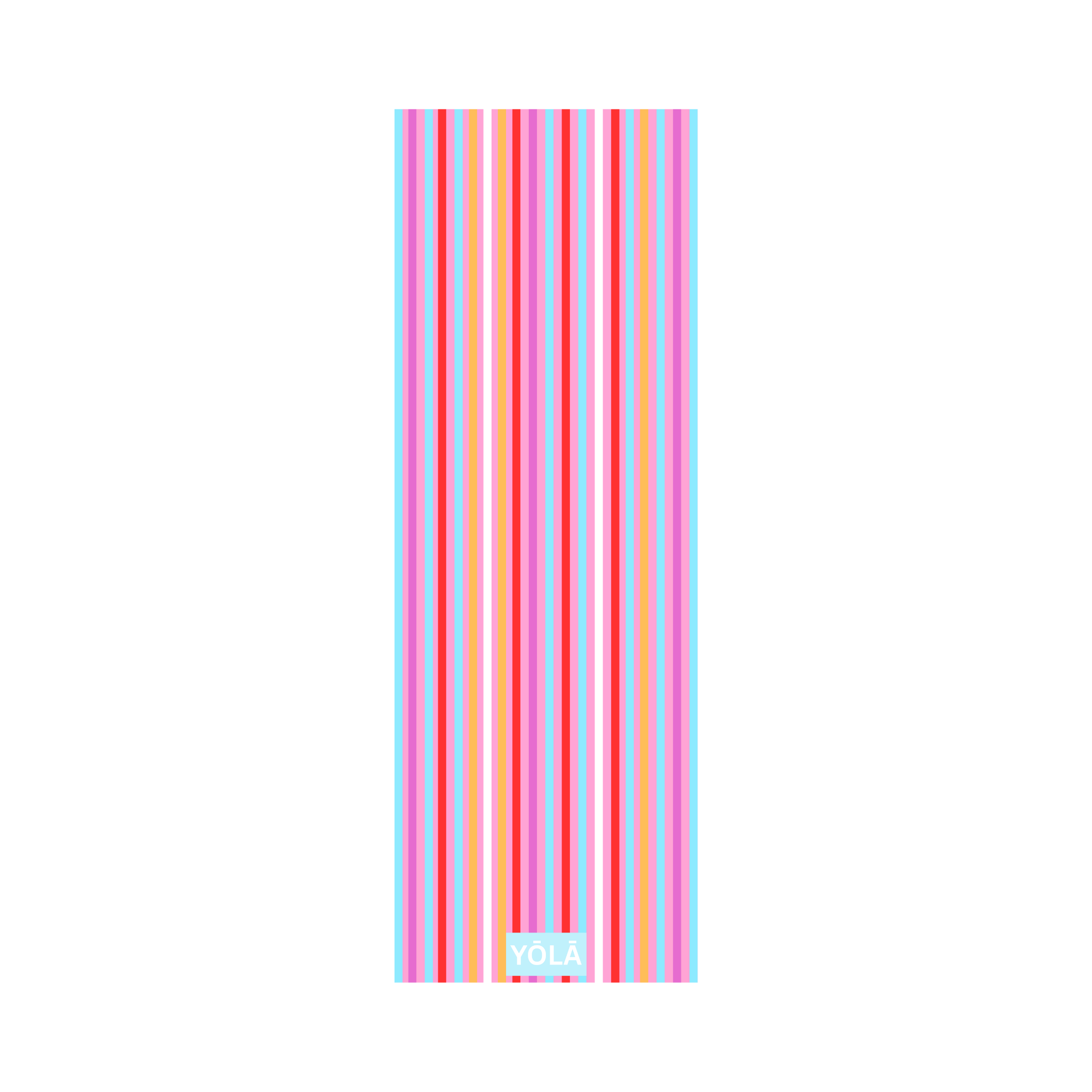 Miami stripes yoga mat towel with colorful vertical stripe pattern, non-slip microfiber by Yola