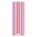 Pastel multicolor striped yoga mat with non-slip rubber base and microfiber suede top by YOLA