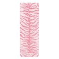 Pink zebra print yoga mat with non-slip rubber base and soft microfiber top by YOLA
