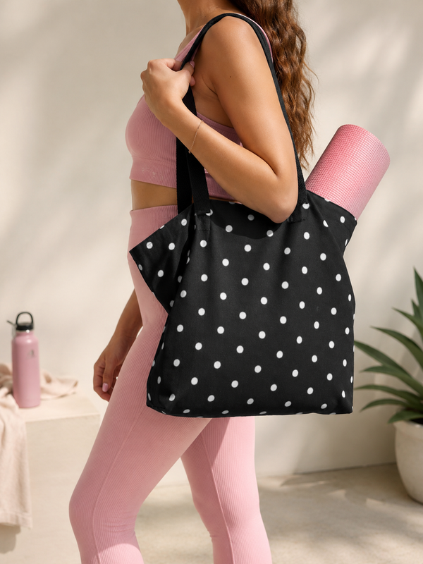 Black Polka Dot Weekender Tote Bag