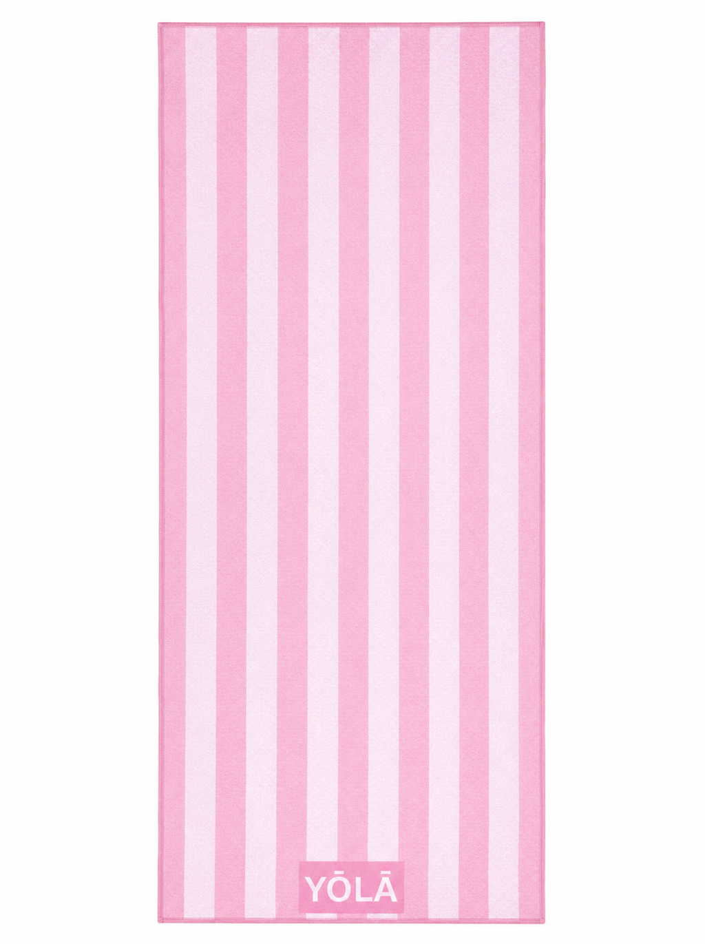 Strawberry Ribbon pink striped Pilates grip towel, non-slip microfiber suede hot yoga towel by YŌLĀ SCULP'T