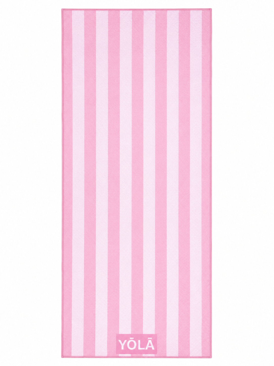 Strawberry Ribbon pink striped Pilates grip towel, non-slip microfiber suede hot yoga towel by YŌLĀ SCULP'T