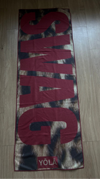 SWAG leopard print Pilates grip towel with bold burgundy typography, non-slip microfiber suede by YŌLĀ SCULP'T