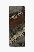 Vintage zebra yoga mat towel with mixed animal print patterns in neutral tones, non-slip microfiber by Yola